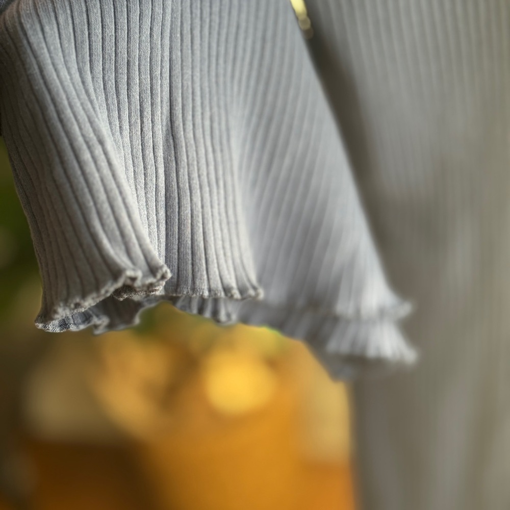 aerie Ribbed Wide-Leg Pants in Slate Blue - Picture 6 of 7